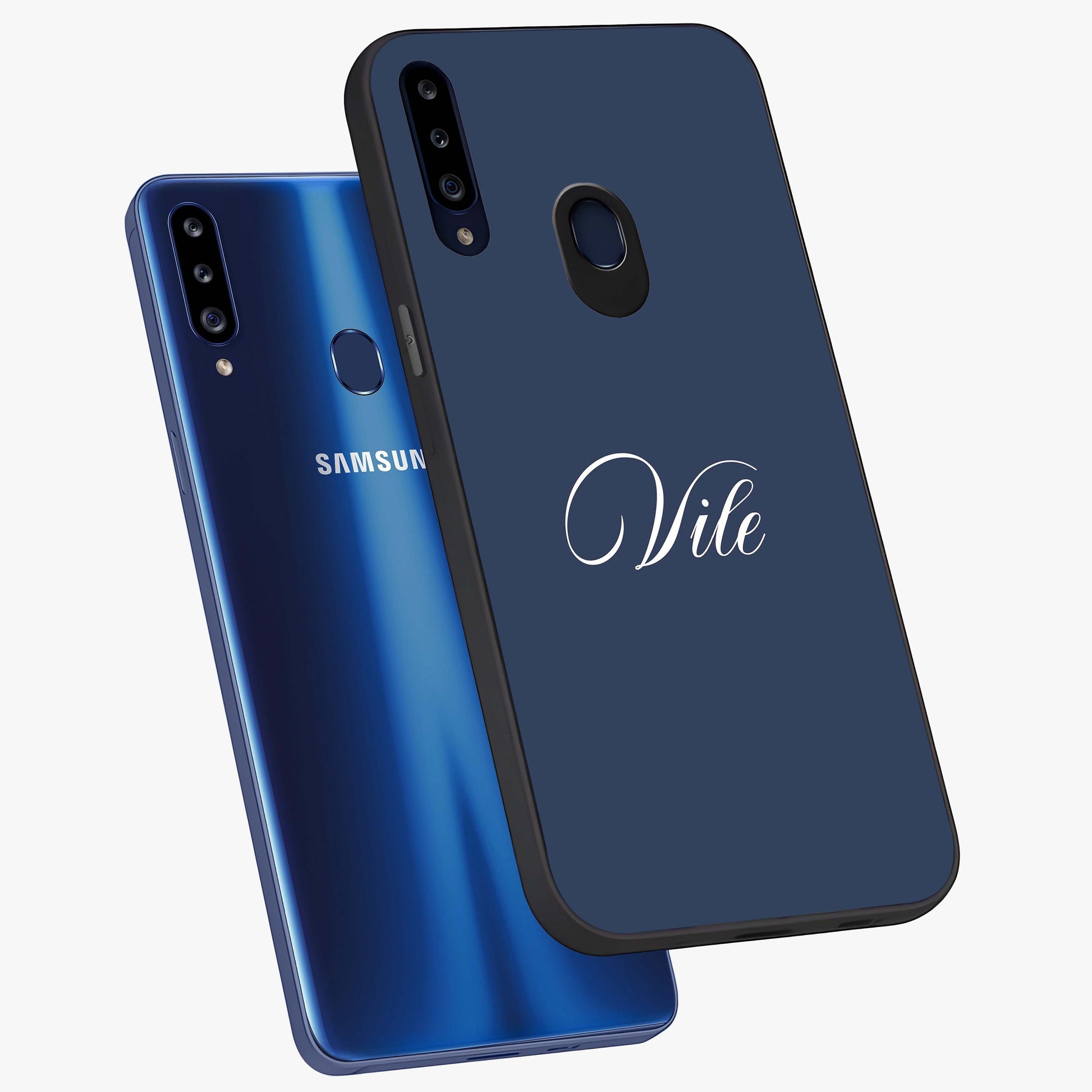 Blue Vintage Floral Pattern Glass Case showing flat back view with elegant vintage floral artwork and glossy glass finish.