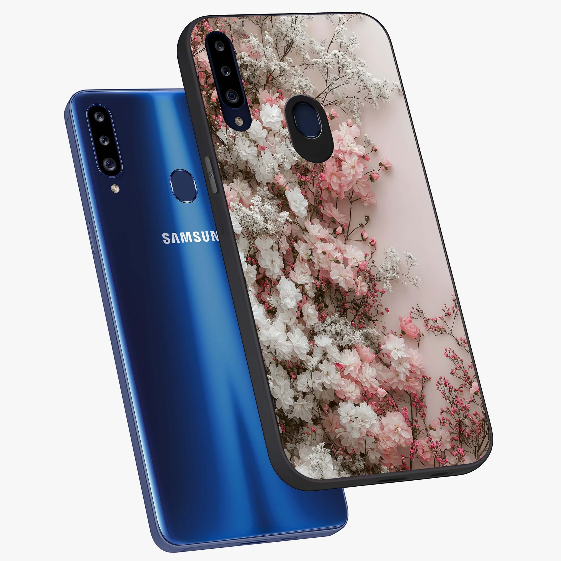 Blush Blossom Cloud Glass Case displayed in angled mockup highlighting soft cloud and blossom design with pastel aesthetic.