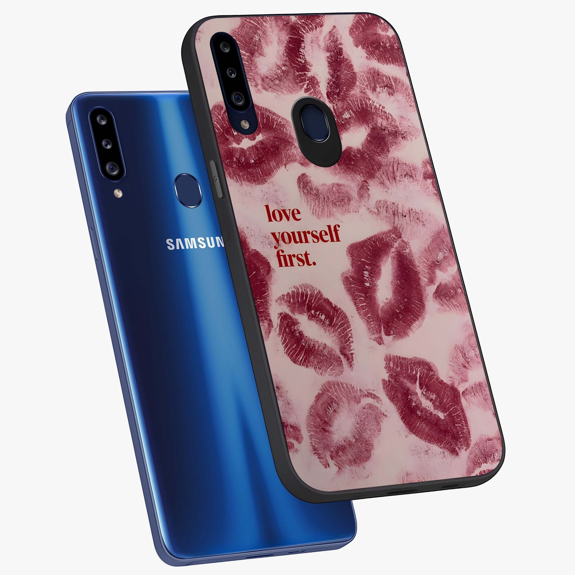 Crimson Kiss Love Glass Case displayed in angled mockup highlighting bold love inspired design with modern aesthetic style.