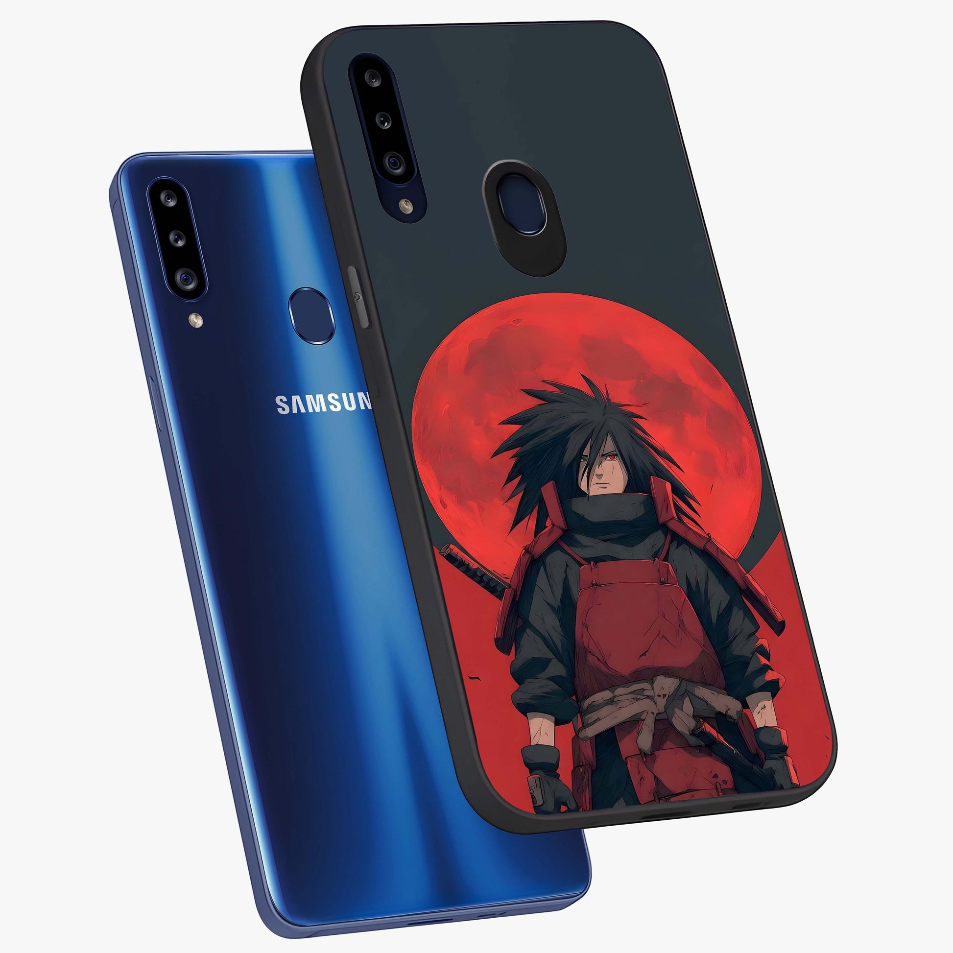 Crimson Moon Warlord Glass Case displayed in angled mockup highlighting dramatic crimson moon design with fantasy aesthetic.