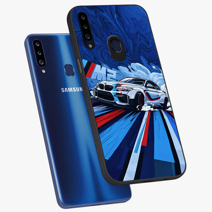 Drift Power Rush Glass Case displayed in angled mockup highlighting powerful drift car design with sporty aesthetic style.