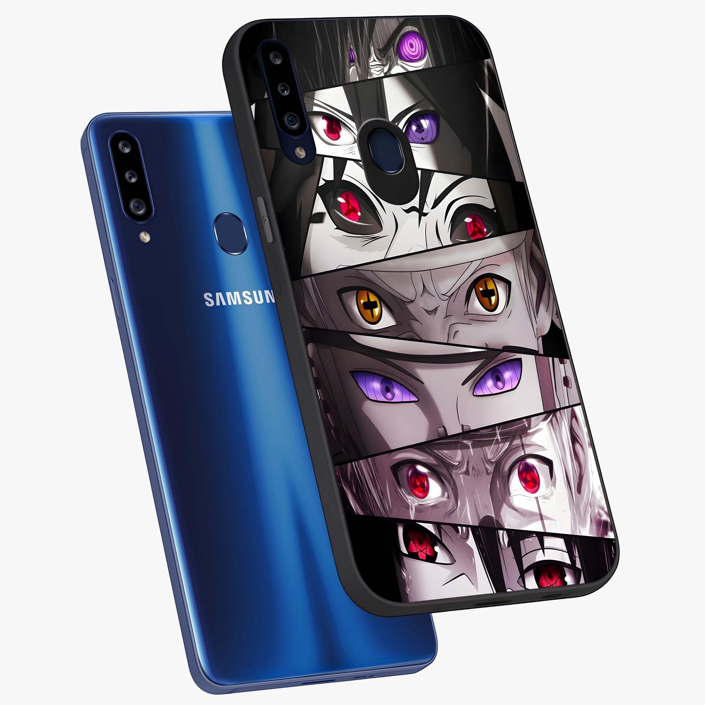 Eyes of Destiny Glass Case displayed in angled mockup highlighting bold eye illustration with mystical aesthetic style.
