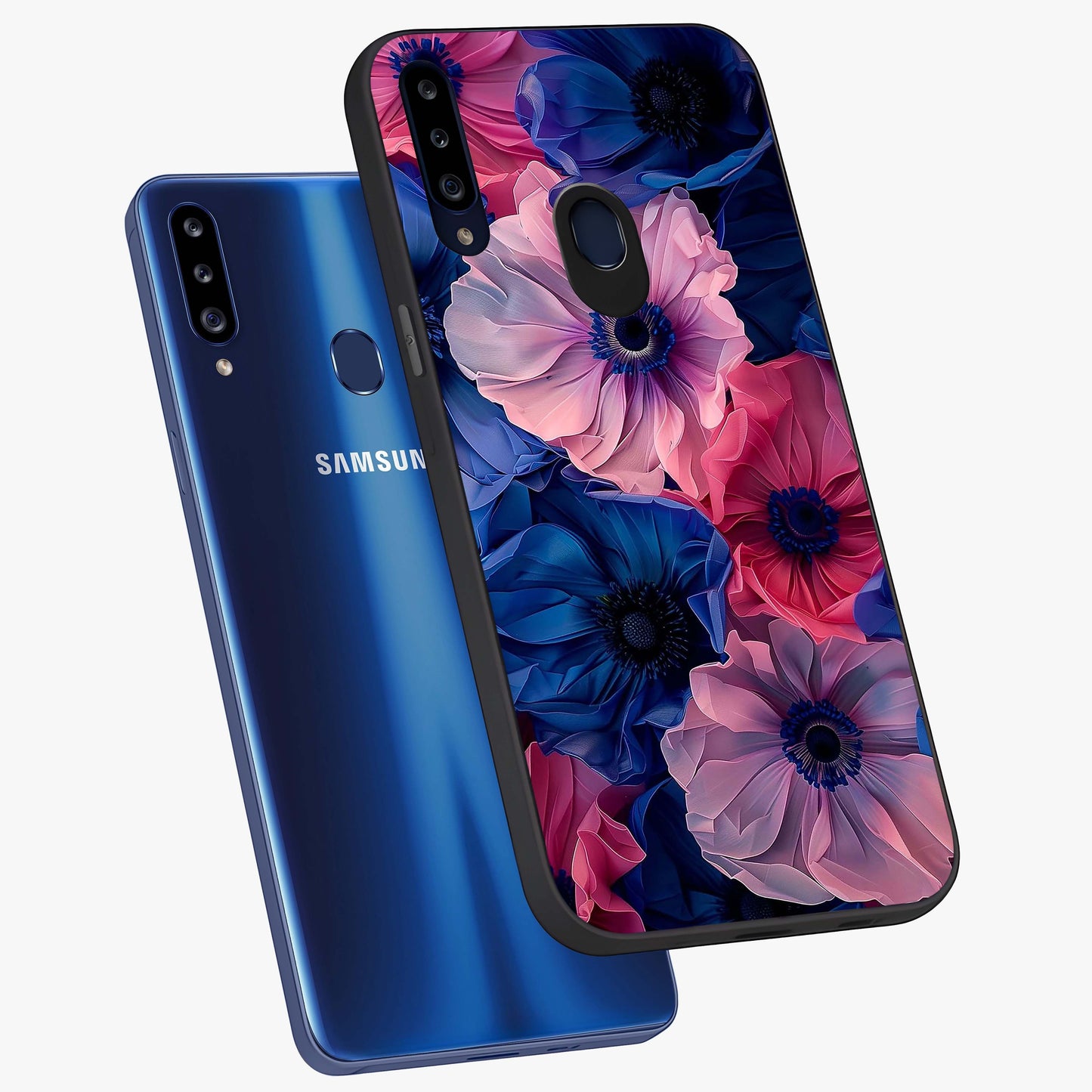 Flower Paper Art Pattern Glass Case displayed in angled mockup highlighting layered paper flower design with artistic aesthetic.