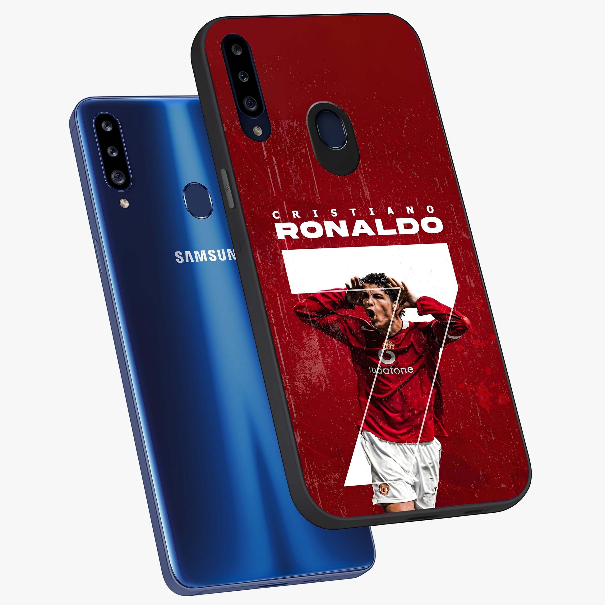 Goal Celebration Legacy Glass Case displayed in angled mockup highlighting energetic sports celebration design with bold athletic theme.