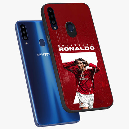 Goal Celebration Legacy Glass Case displayed in angled mockup highlighting energetic sports celebration design with bold athletic theme.
