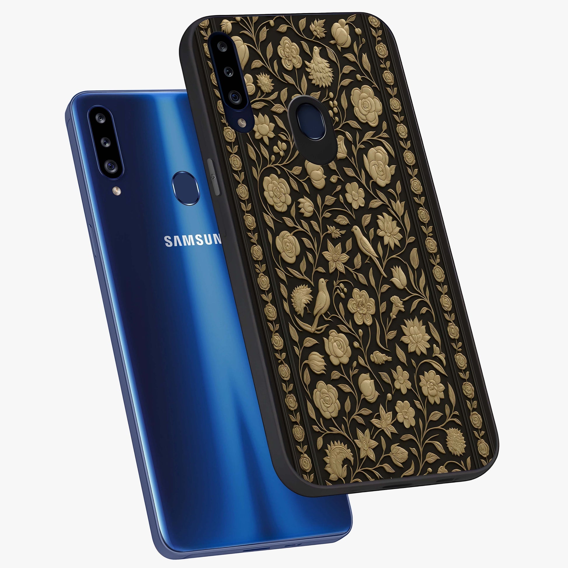 Golden Evil Eye Mandala Glass Case displayed in angled mockup highlighting protective evil eye symbol with golden mandala design.