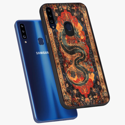 Inferno Dragon Soul Glass Case displayed in angled mockup highlighting powerful dragon illustration with inferno aesthetic.