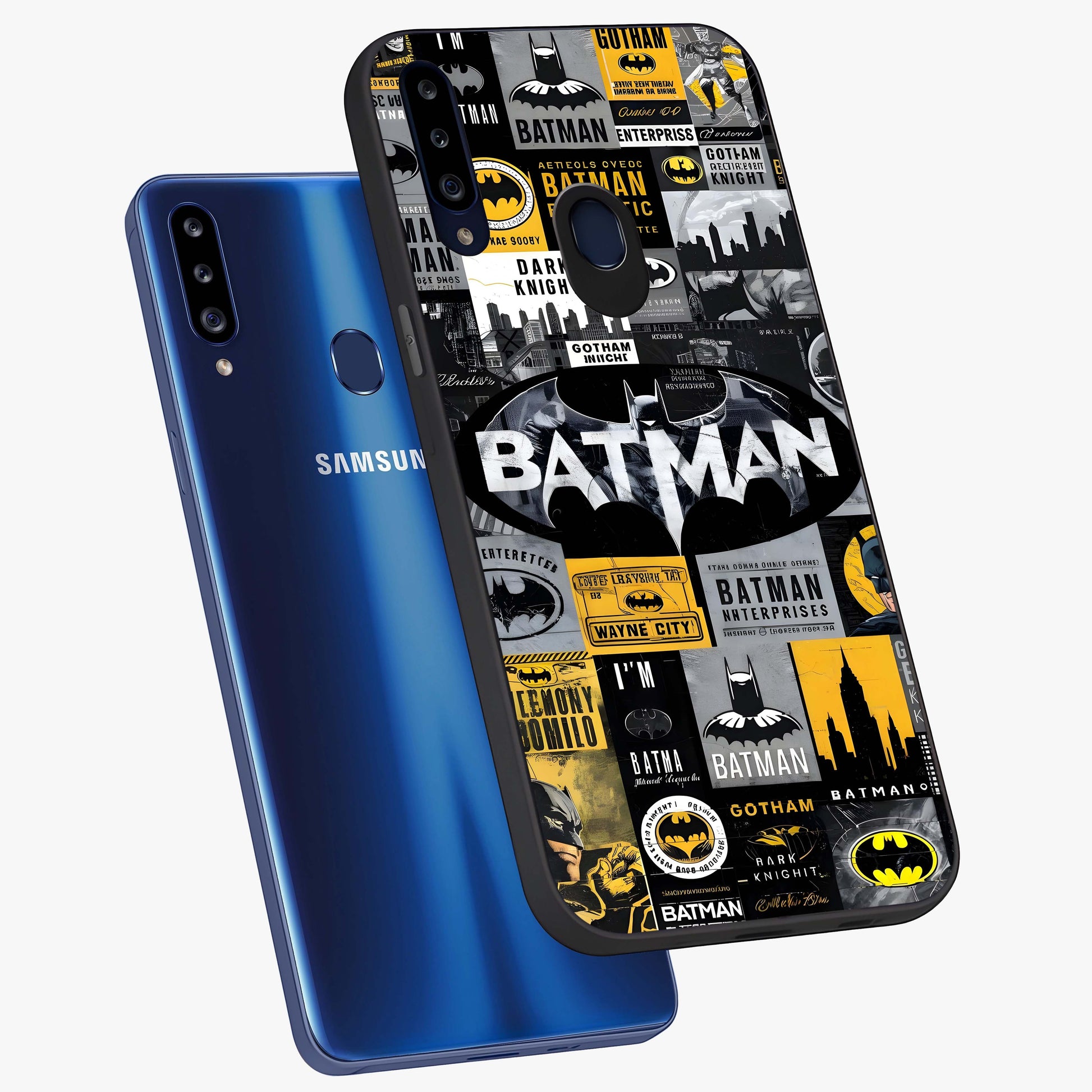 Knight Gotham Rise Glass Case displayed in angled mockup highlighting powerful knight silhouette design with dramatic aesthetic.