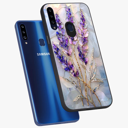 Lavender Dream Glow Glass Case displayed in angled mockup highlighting dreamy purple glow design with soft artistic style.