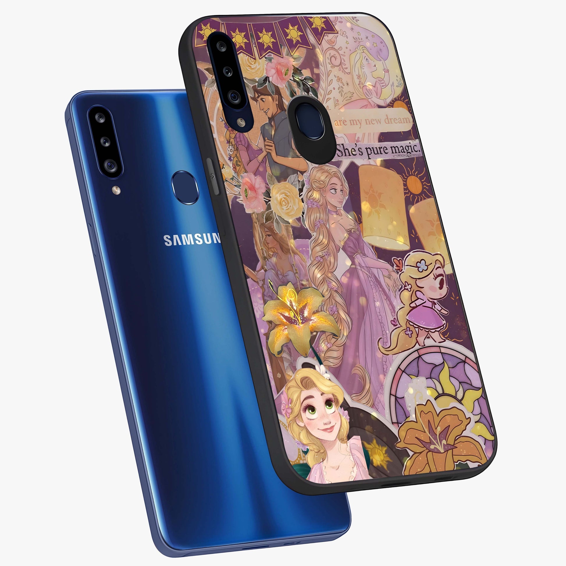 Magical Tangled Dream Glass Case displayed in angled mockup highlighting whimsical fantasy design with magical aesthetic.