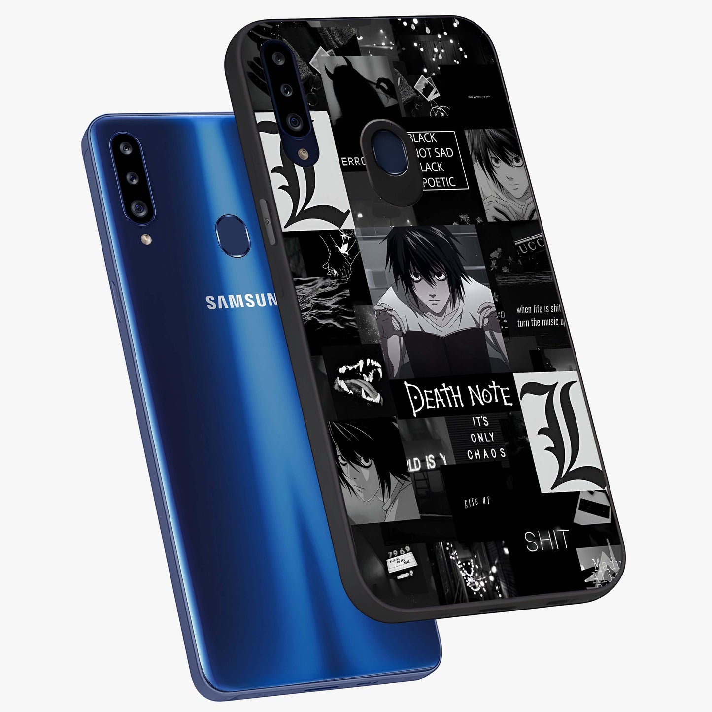 Midnight Chaos Mind Glass Case displayed in angled mockup highlighting chaotic artistic design with dramatic midnight aesthetic.