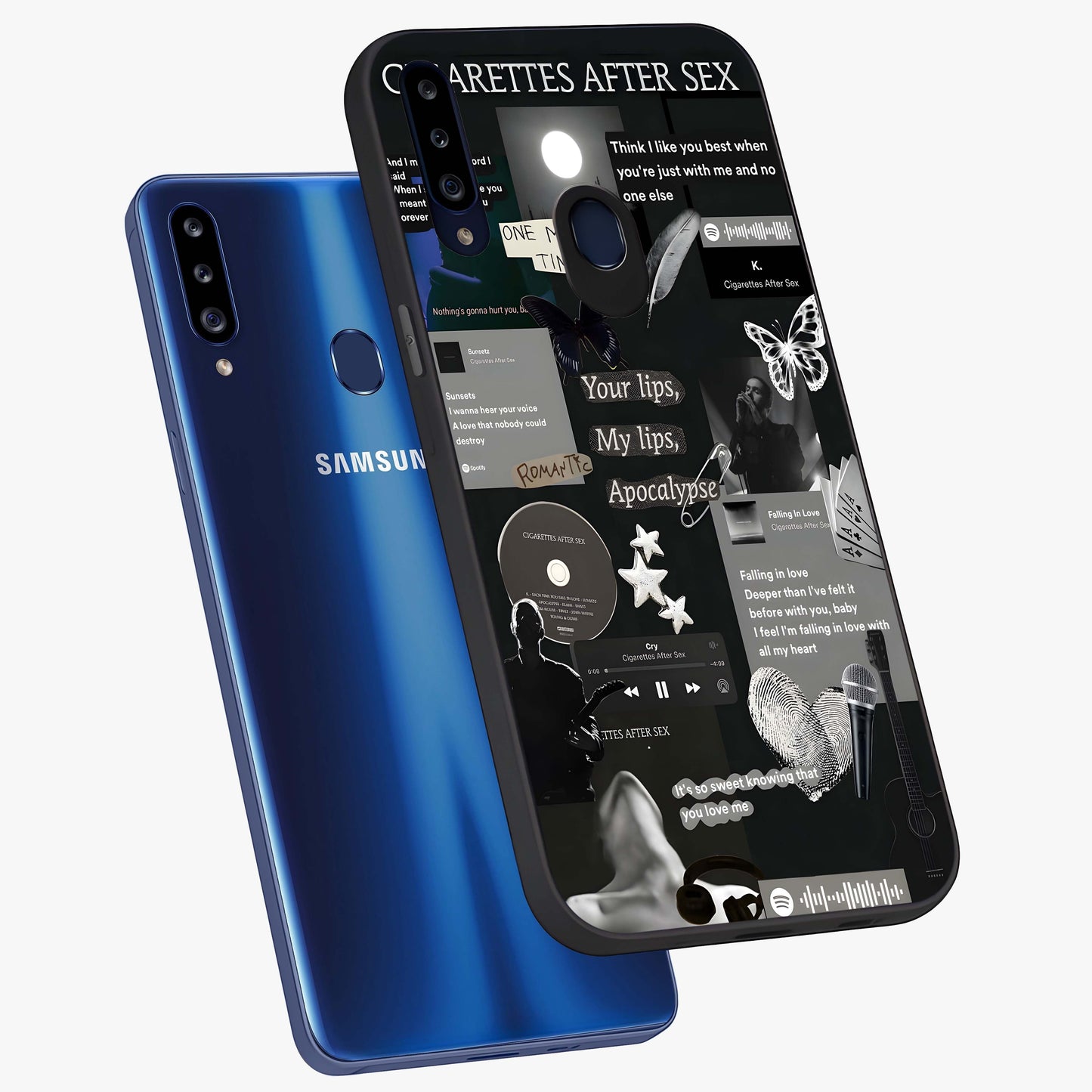 Midnight Love Echo Glass Case displayed in angled mockup highlighting elegant love inspired design with deep aesthetic style.