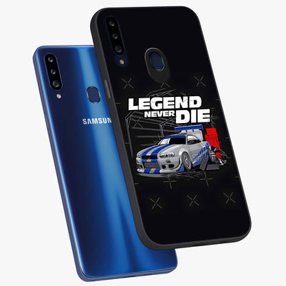Midnight Racing Legacy Glass Case displayed in angled mockup highlighting dynamic automotive design with bold midnight aesthetic.