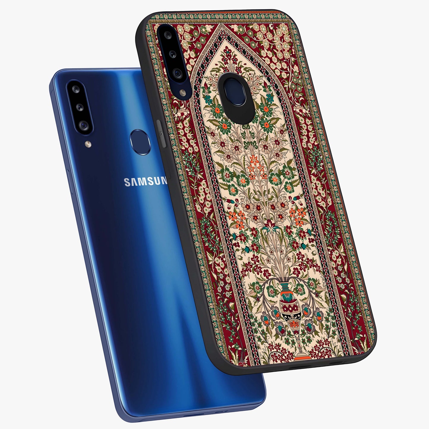 Persian Inspired Glass Case displayed in angled mockup highlighting intricate traditional design with elegant cultural aesthetic.