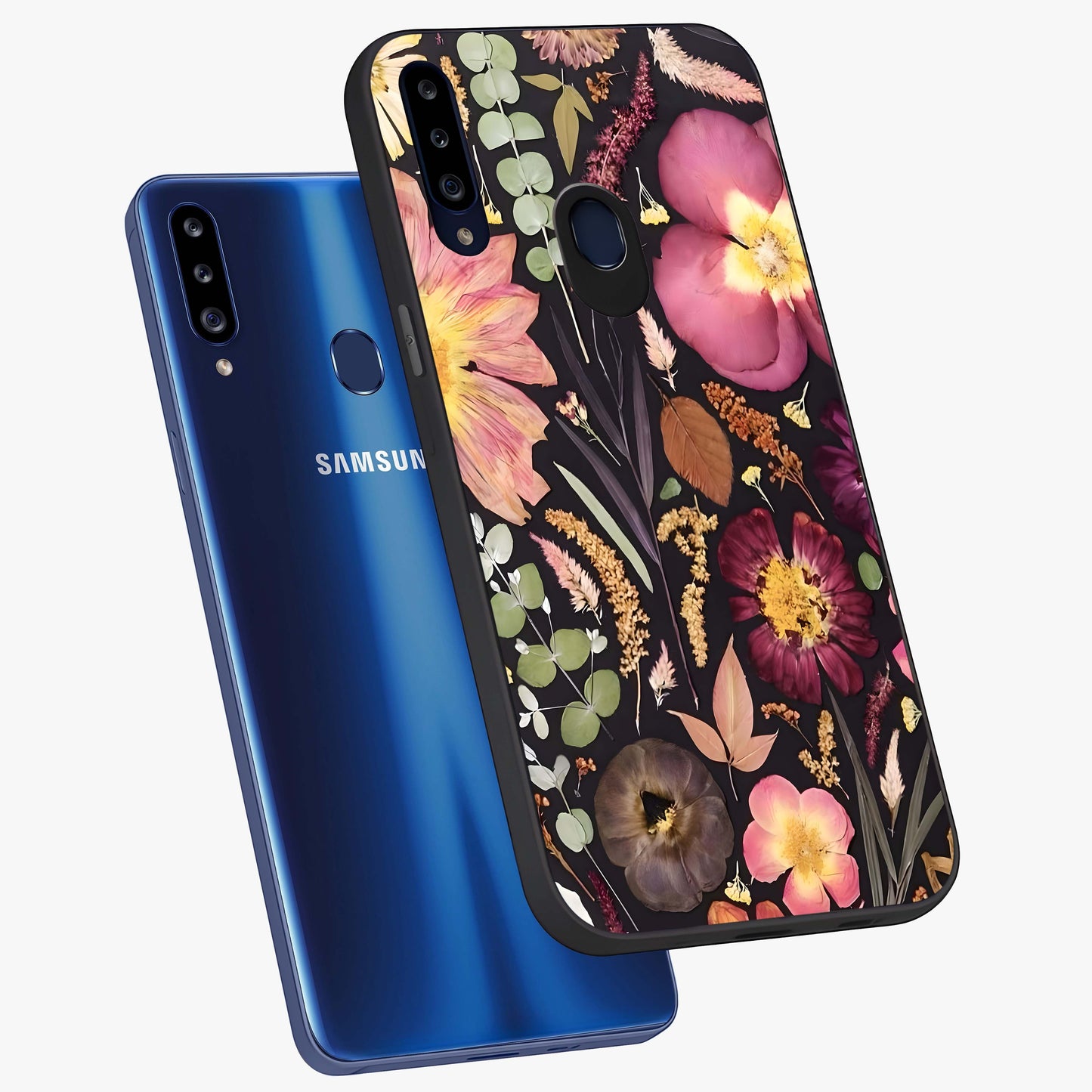 Petal Dream Tapestry Glass Case displayed in angled mockup highlighting decorative petal pattern with elegant botanical aesthetic.