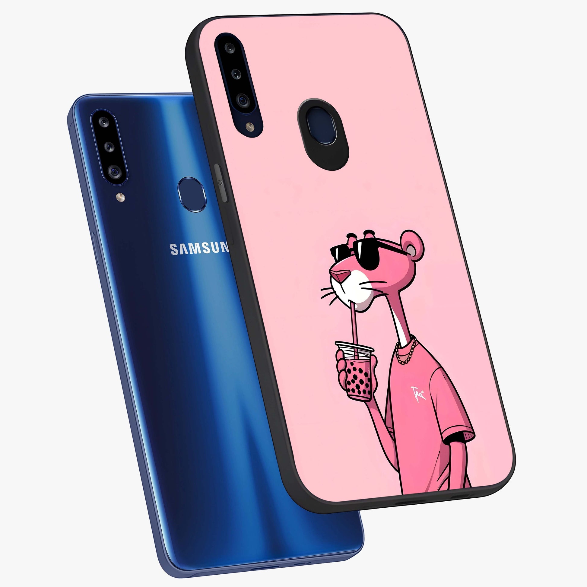 Pink Panther Glass Case displayed in angled mockup highlighting playful cartoon character design with vibrant pink aesthetic.