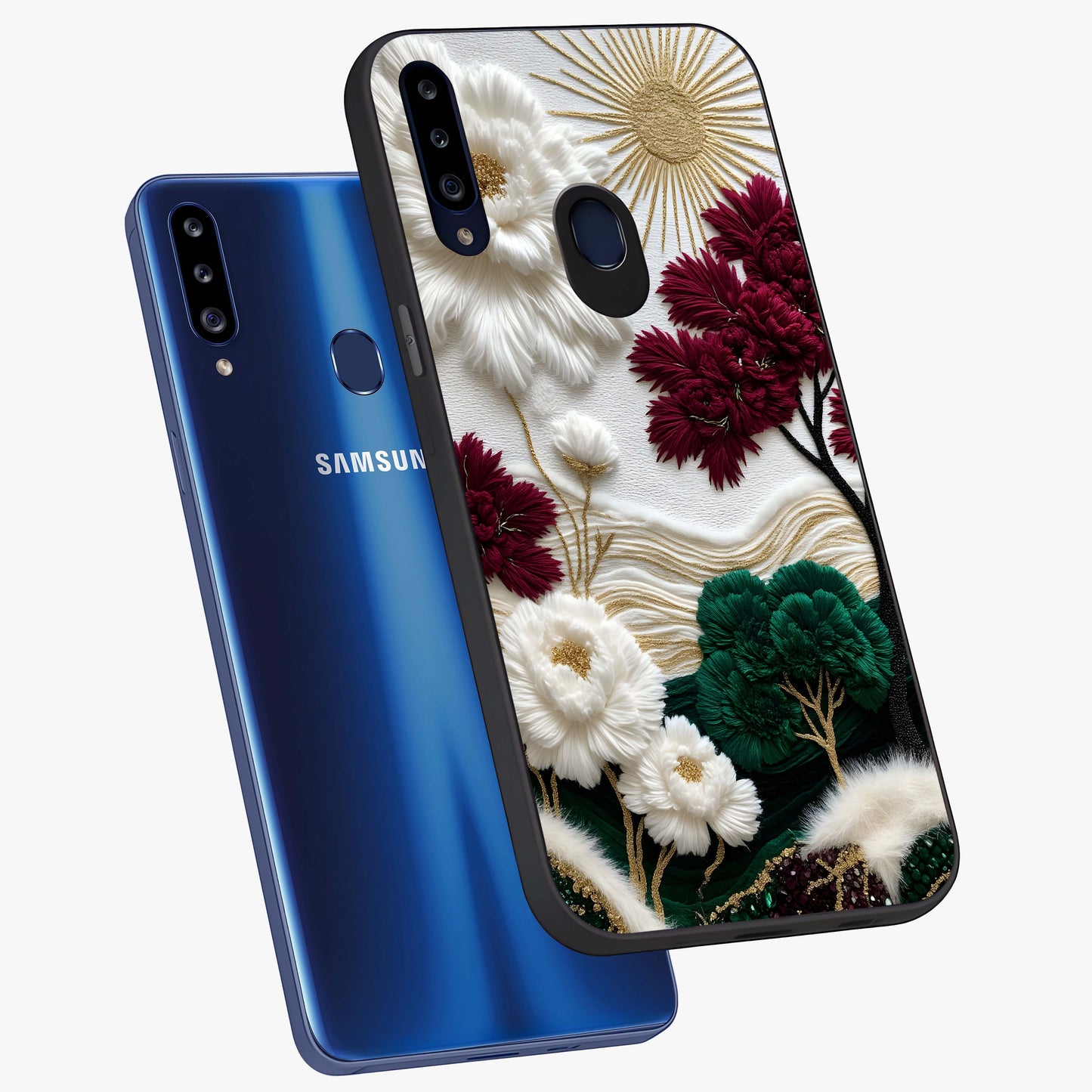 Radiant Bloom Elegance Glass Case displayed in angled mockup highlighting graceful floral design with radiant aesthetic style.
