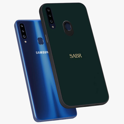 Sabr Minimal Patience Glass Case displayed in angled mockup highlighting simple inspirational design with clean aesthetic style.