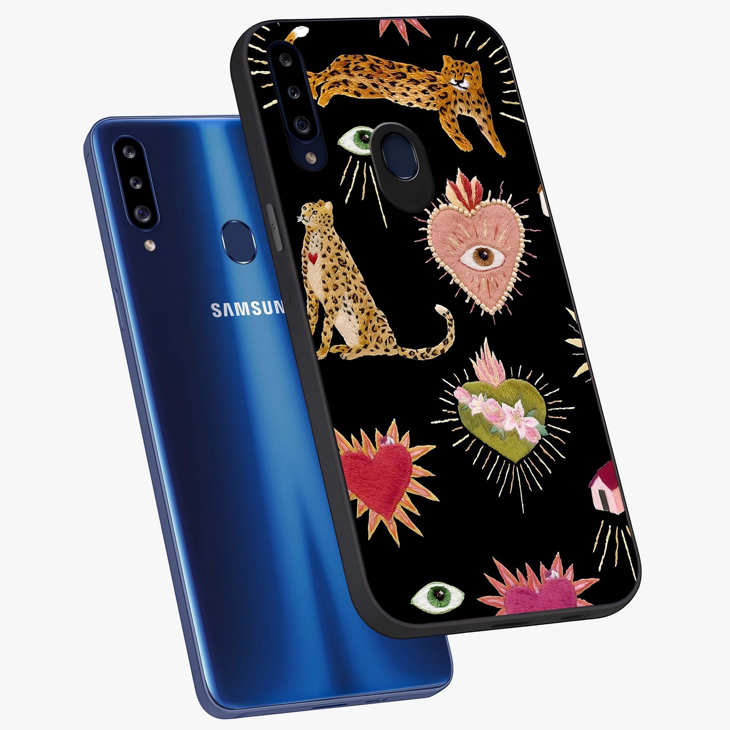 Sacred Jungle Heart Glass Case displayed in angled mockup highlighting lush tropical design with natural aesthetic style.
