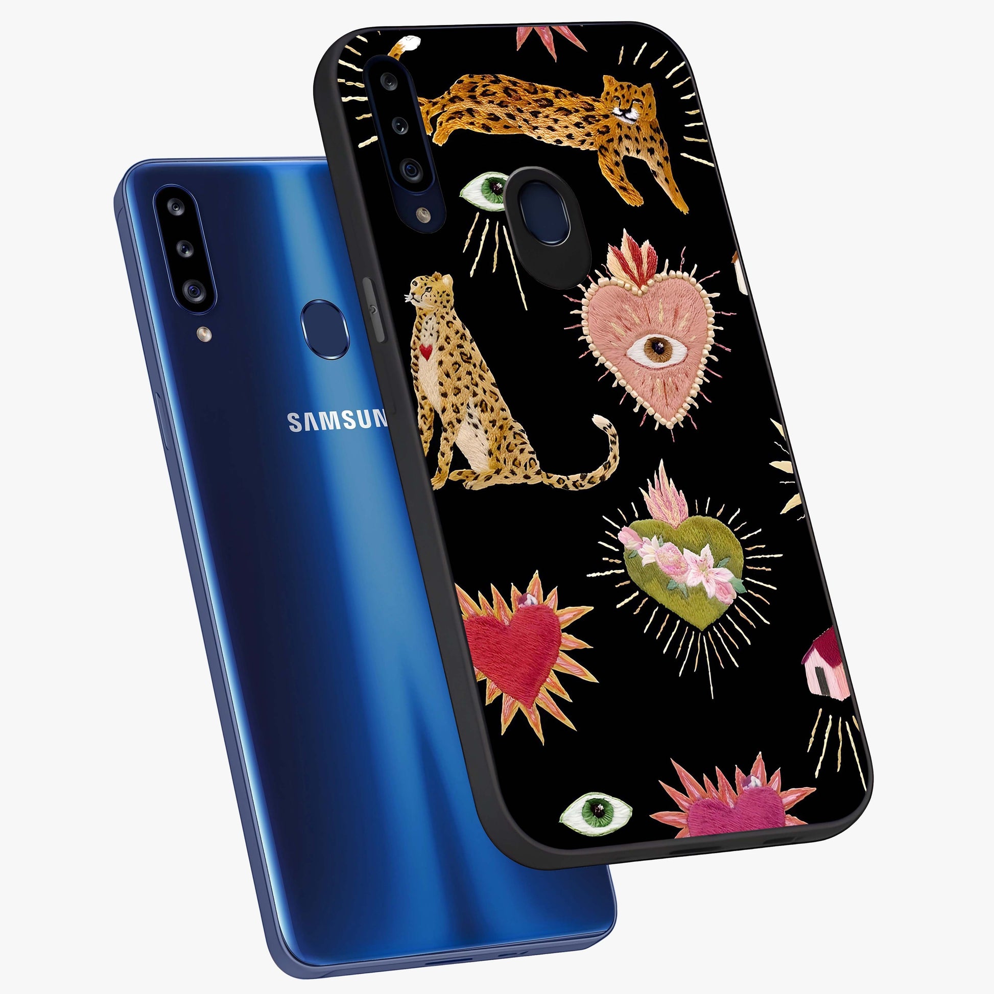 Sacred Jungle Heart Glass Case displayed in angled mockup highlighting lush tropical design with natural aesthetic style.
