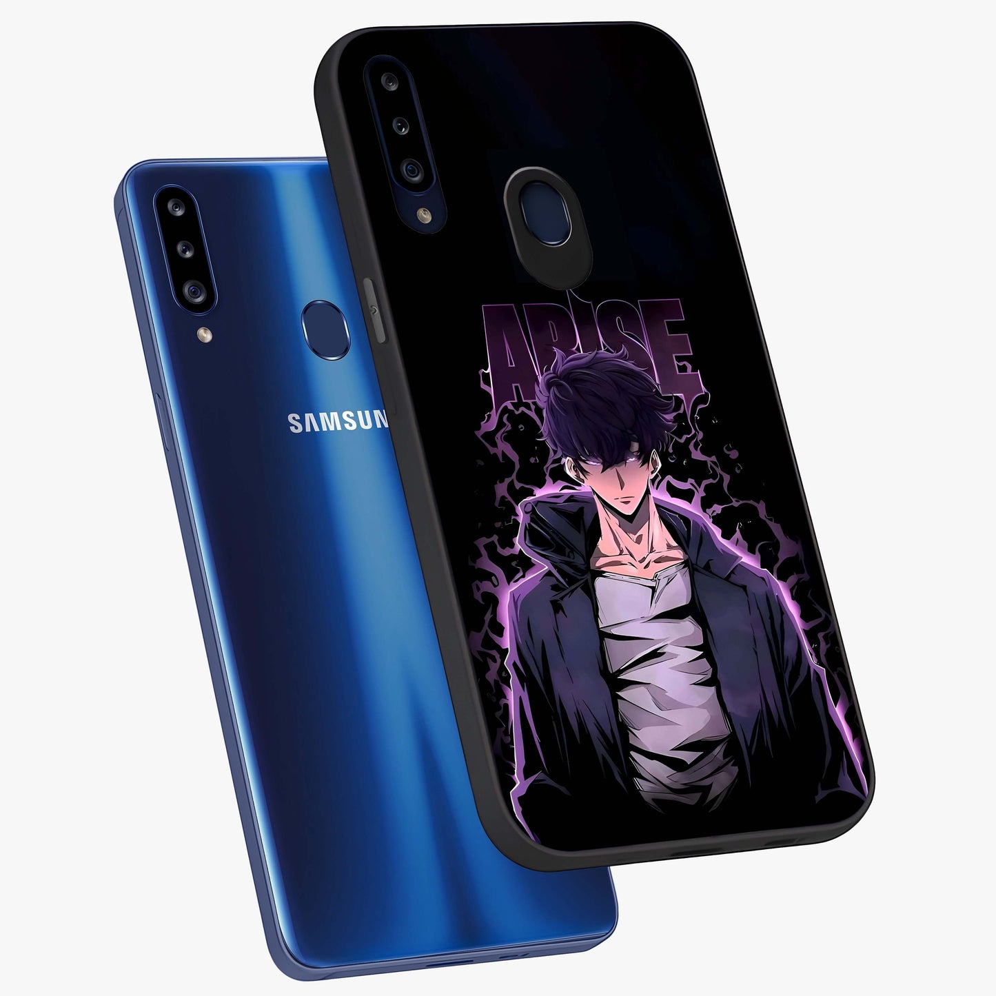 Shadow Monarch Awakening Glass Case displayed in angled mockup highlighting dramatic shadow warrior design with fantasy aesthetic.