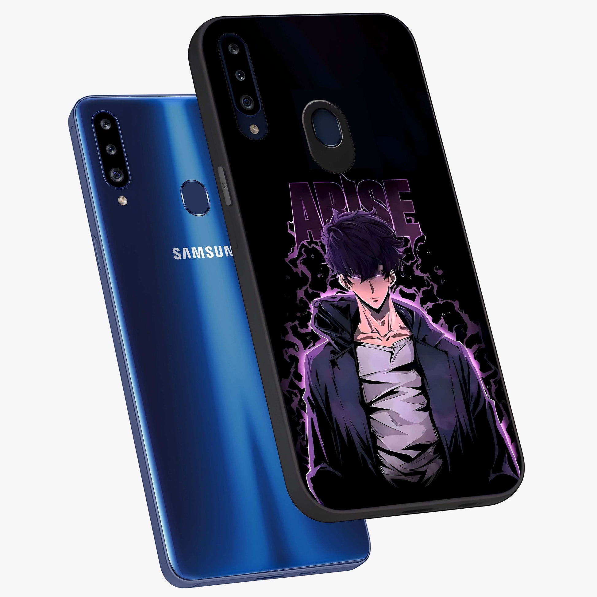 Shadow Monarch Awakening Glass Case displayed in angled mockup highlighting dramatic shadow warrior design with fantasy aesthetic.