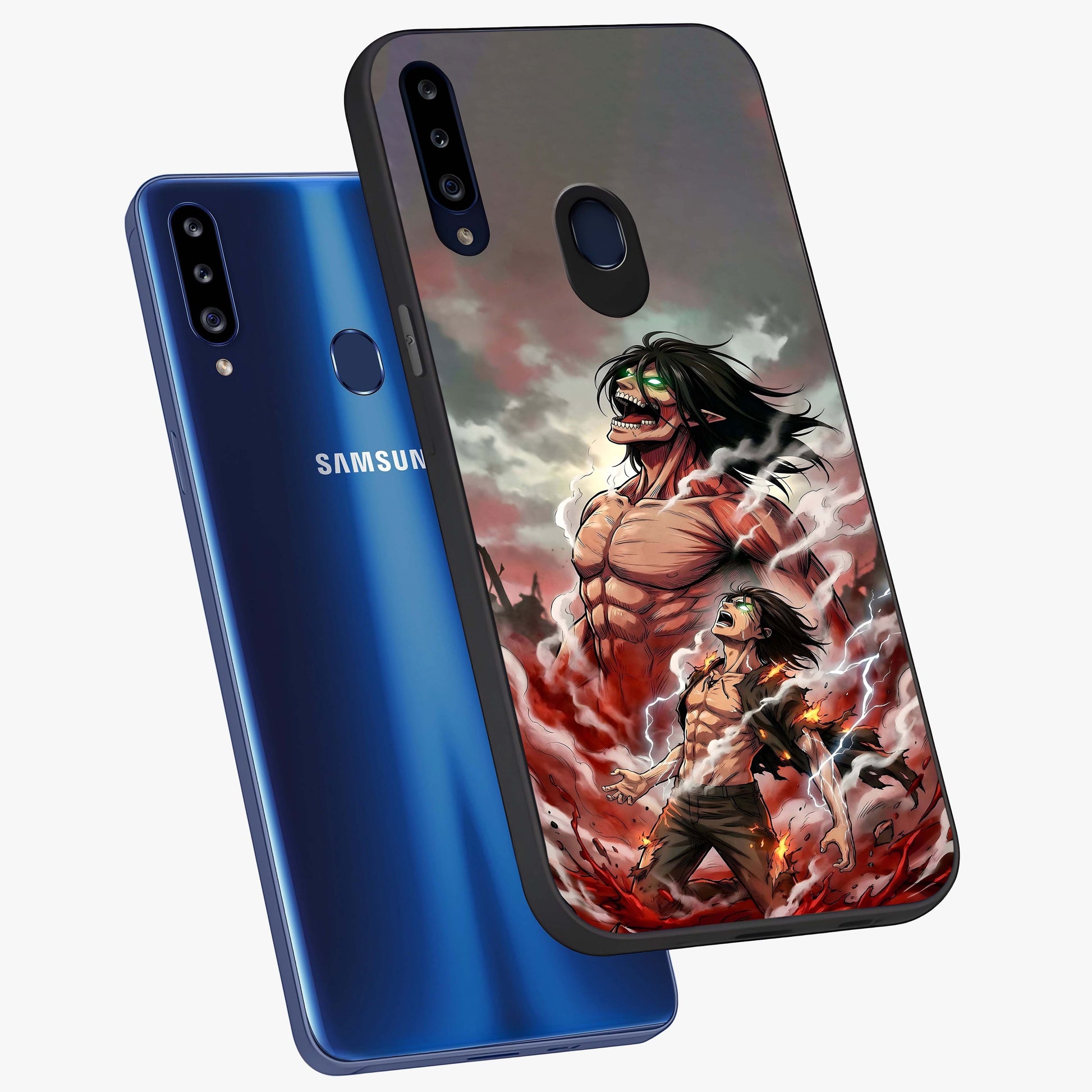Titan Awakening Fury Glass Case displayed in angled mockup highlighting dramatic giant warrior design with bold anime aesthetic.