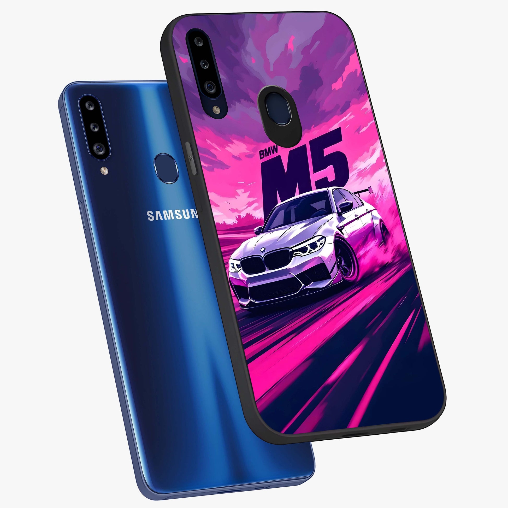 Velocity Drift Pulse Glass Case displayed in angled mockup highlighting dynamic drift design with sporty automotive aesthetic.