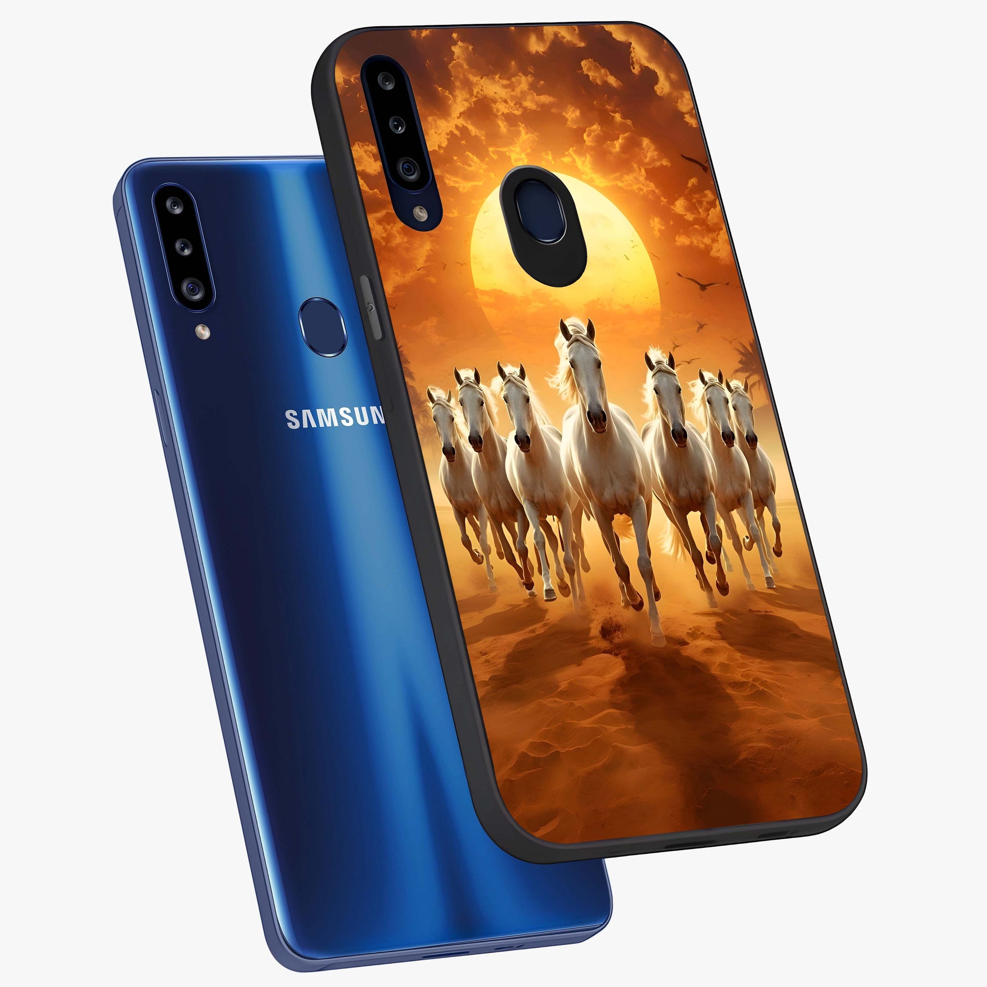 Wild Sunset Majesty Glass Case displayed in angled mockup highlighting vibrant sunset sky design with scenic aesthetic.