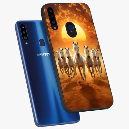 Wild Sunset Majesty Glass Case displayed in angled mockup highlighting vibrant sunset sky design with scenic aesthetic.