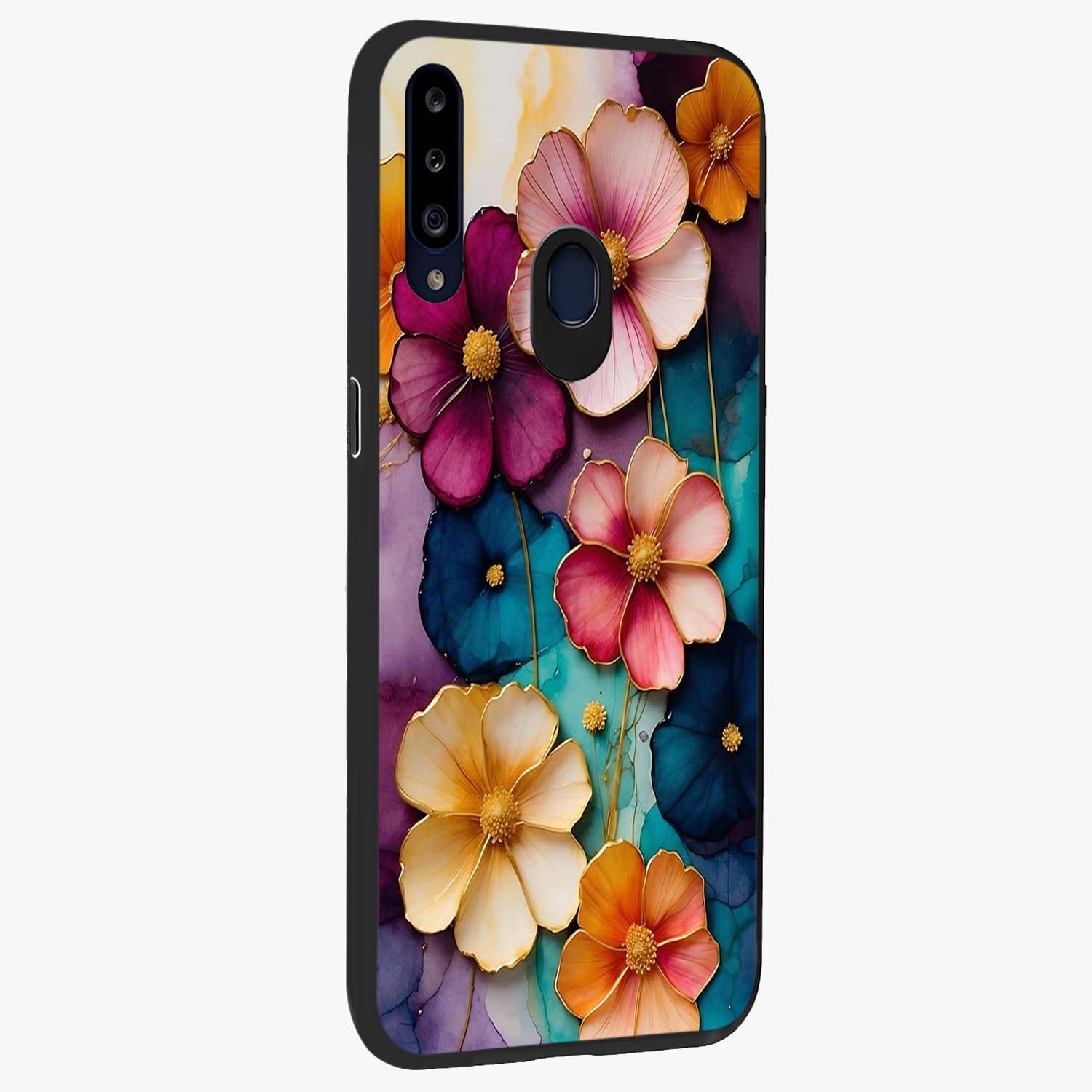 Artlyn Grace Flower Pattern Glass Case upright view showcasing graceful floral artwork with aesthetic botanical style.