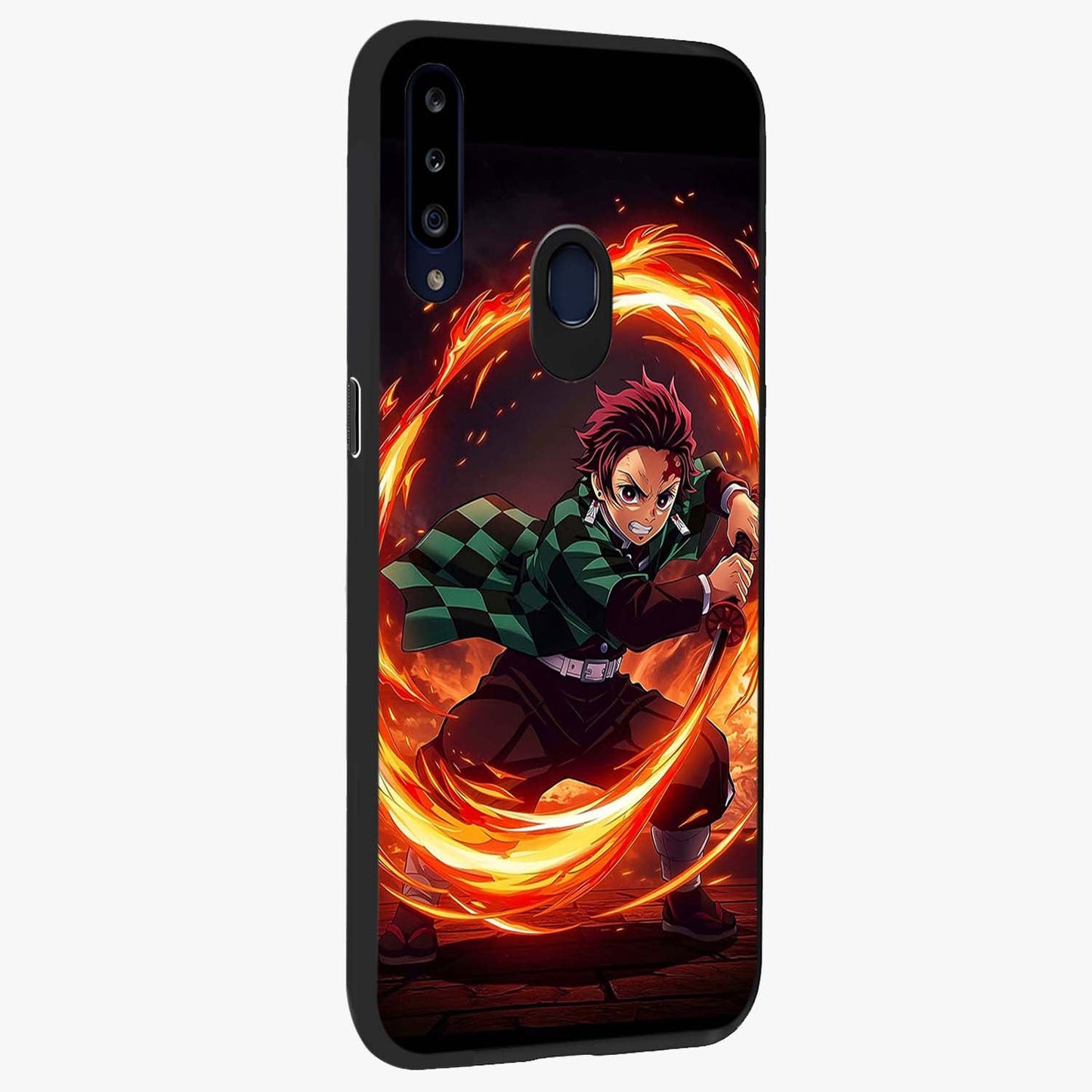 Blazing Sword Resolve Glass Case upright view showcasing dramatic warrior inspired artwork with intense visual style.