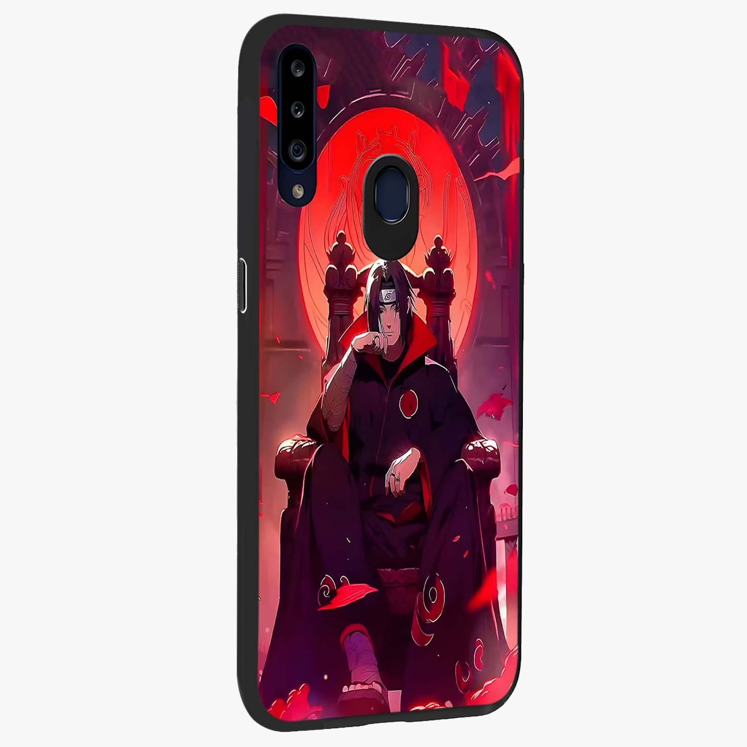 Blood Moon Sovereign Glass Case upright view showcasing powerful moon inspired artwork with cosmic aesthetic style.
