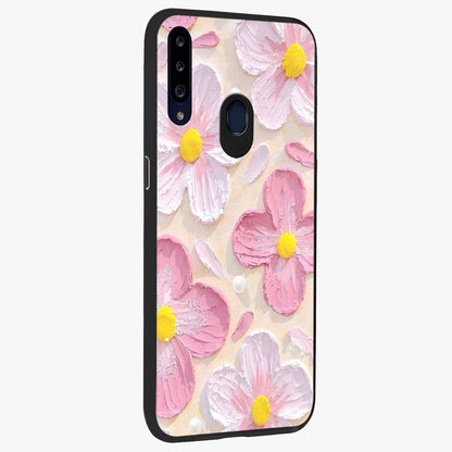 Blush Bloom Texture Glass Case upright view showcasing delicate blush floral texture with modern minimal style.