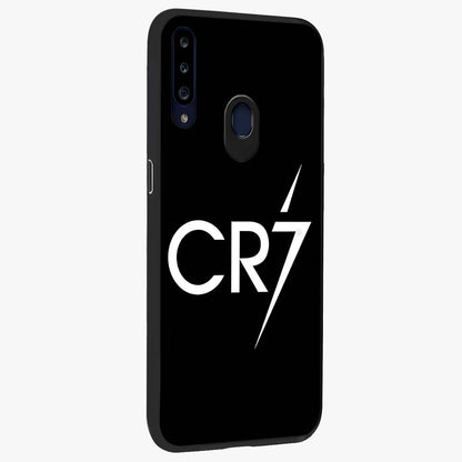 Cr7 Elite Strike Glass Case upright view showcasing energetic football inspired design with modern sports aesthetic.