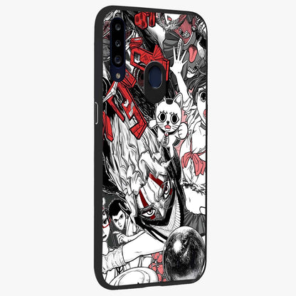 Crimson Chaos Panel Glass Case upright view showcasing intense crimson artwork with dramatic aesthetic style.