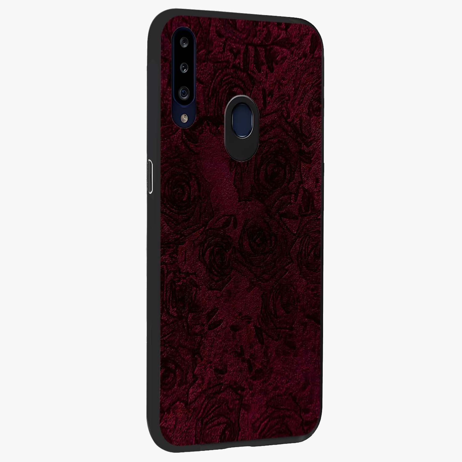 Crimson Fade Flow Glass Case upright view showcasing dynamic crimson flow artwork with stylish abstract theme.
