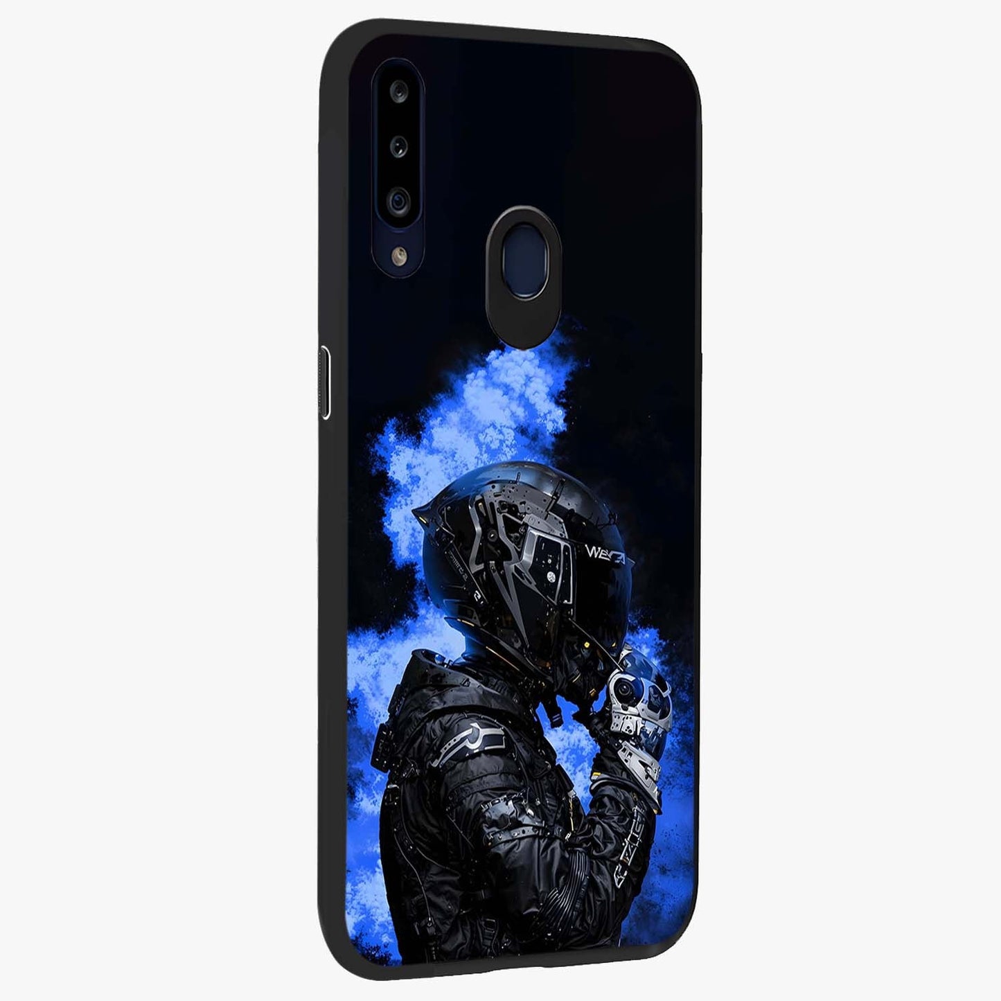 Cyber Sentinel Protocol Glass Case upright view showcasing advanced cyber sentinel artwork with futuristic tech theme.