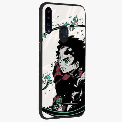 Demon Slayer Glass Case upright view showcasing powerful anime artwork with intense warrior theme.