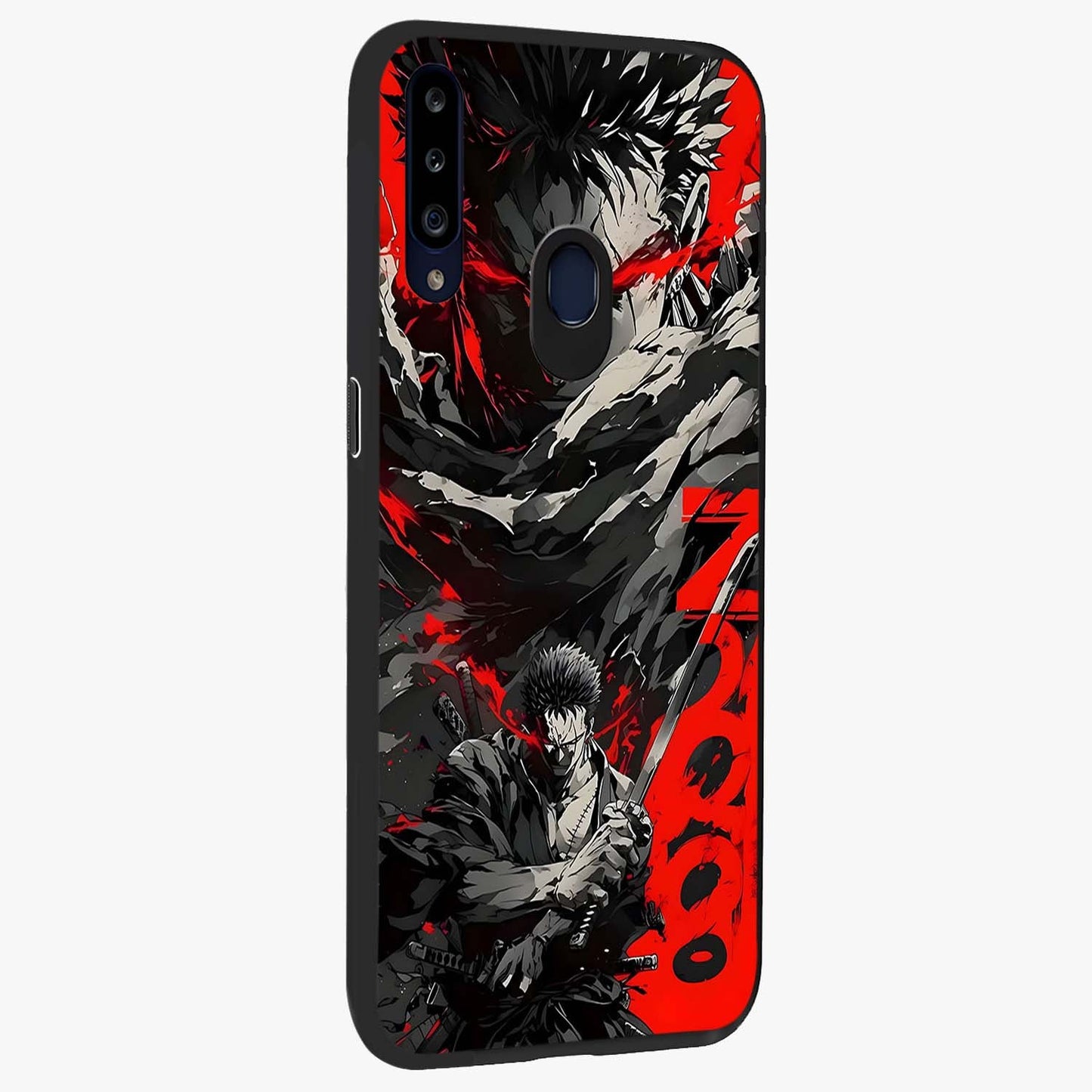 Demon Sword Resolve Glass Case upright view showcasing dramatic warrior artwork with intense battle theme.