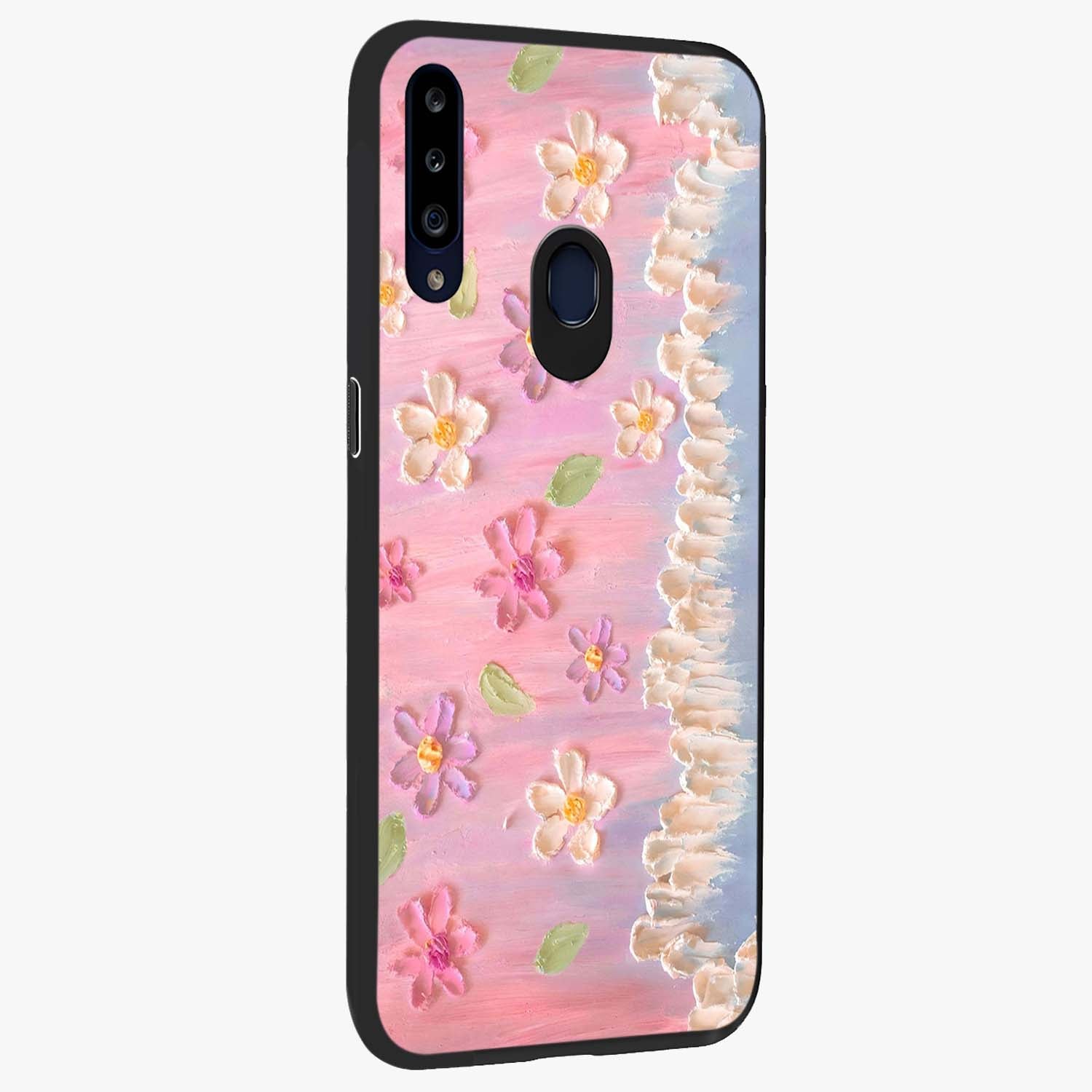 Dreamy Painted Garden Glass Case upright view showcasing vibrant floral garden artwork with artistic nature theme.