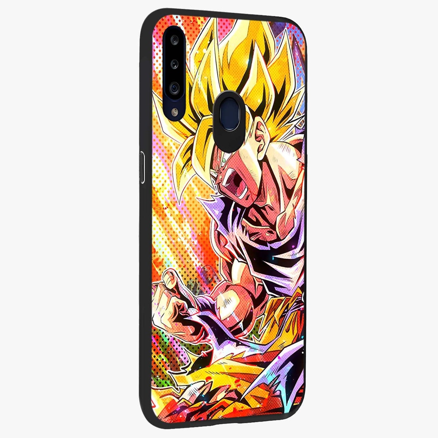 Firing Goku Glass Case upright view showcasing energetic anime artwork with bold warrior theme.