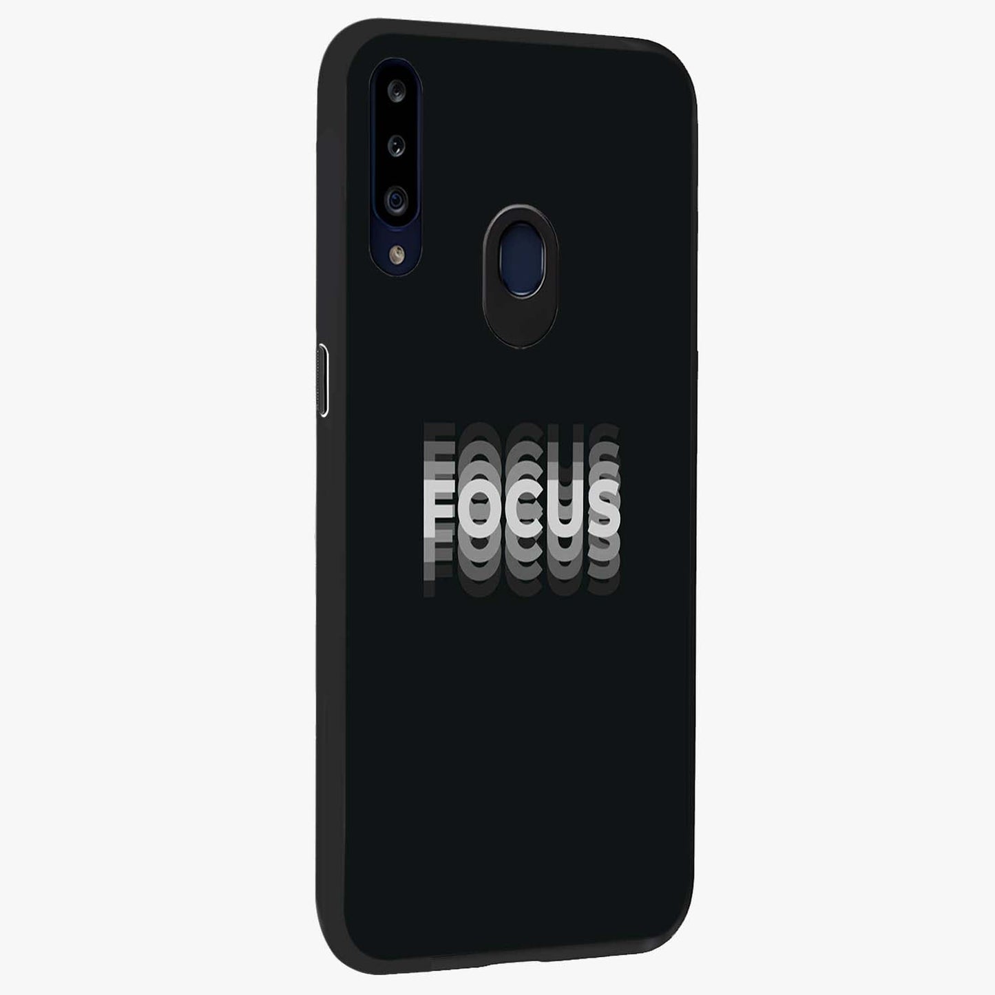 Focused Blade Discipline Glass Case upright view showcasing strong typography statement with sleek motivational theme.