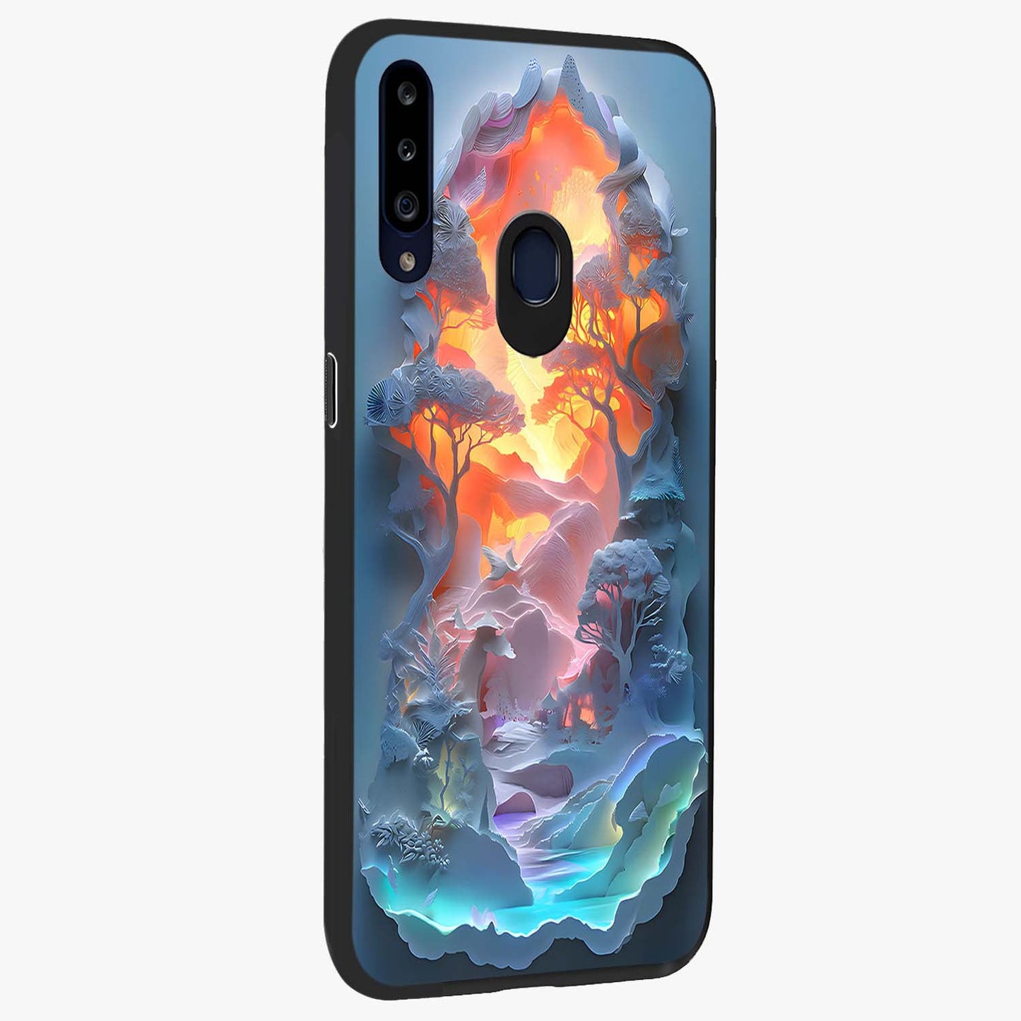 Glow Forest Portal Glass Case upright view showcasing enchanted forest portal artwork with fantasy nature theme.