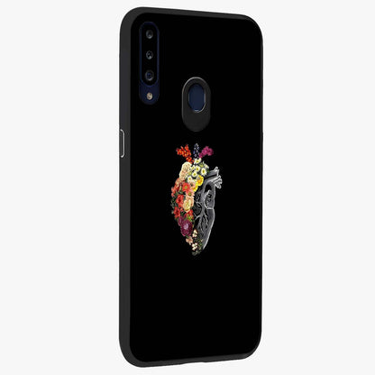 Heart With Flowers Glass Case upright view showcasing decorative heart and floral artwork with sweet romantic theme.