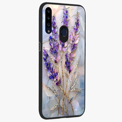Lavender Dream Glow Glass Case upright view showcasing radiant lavender glow artwork with calming dreamy theme.