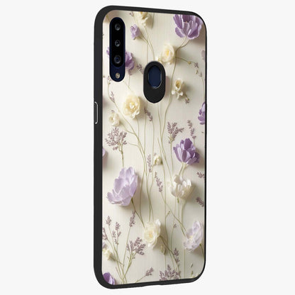 Lilac Breeze Harmony Glass Case upright view showcasing delicate lilac artwork with peaceful floral theme.