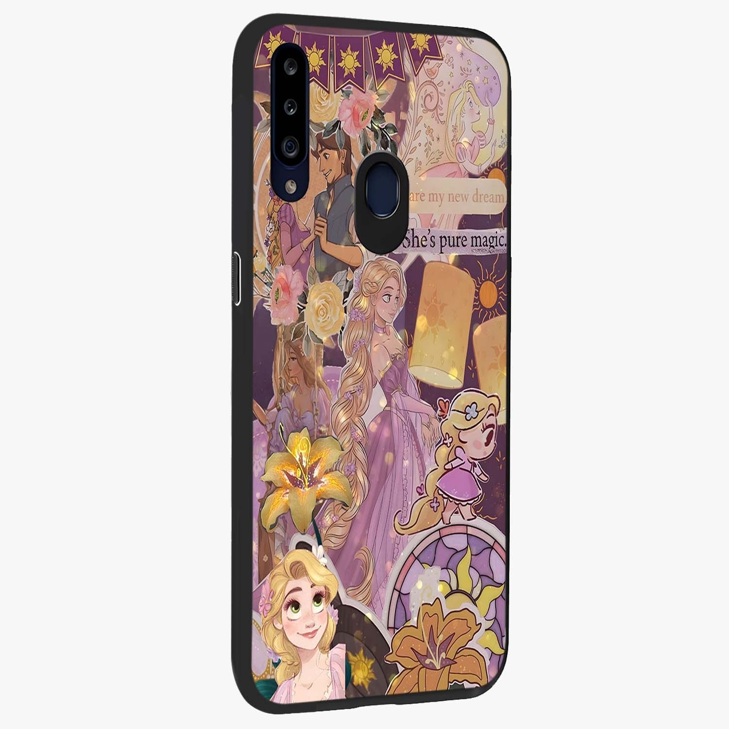 Magical Tangled Dream Glass Case upright view showcasing enchanting artistic artwork with dreamy fantasy theme.