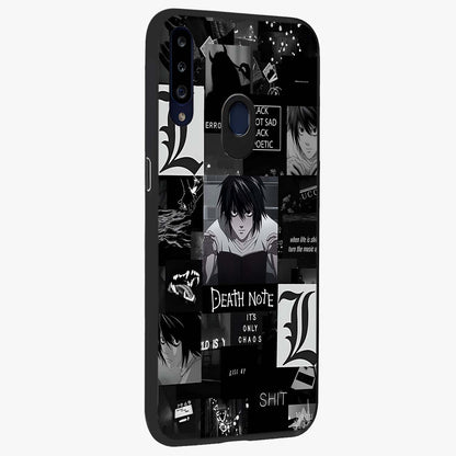Midnight Chaos Mind Glass Case upright view showcasing expressive abstract artwork with bold dark theme.
