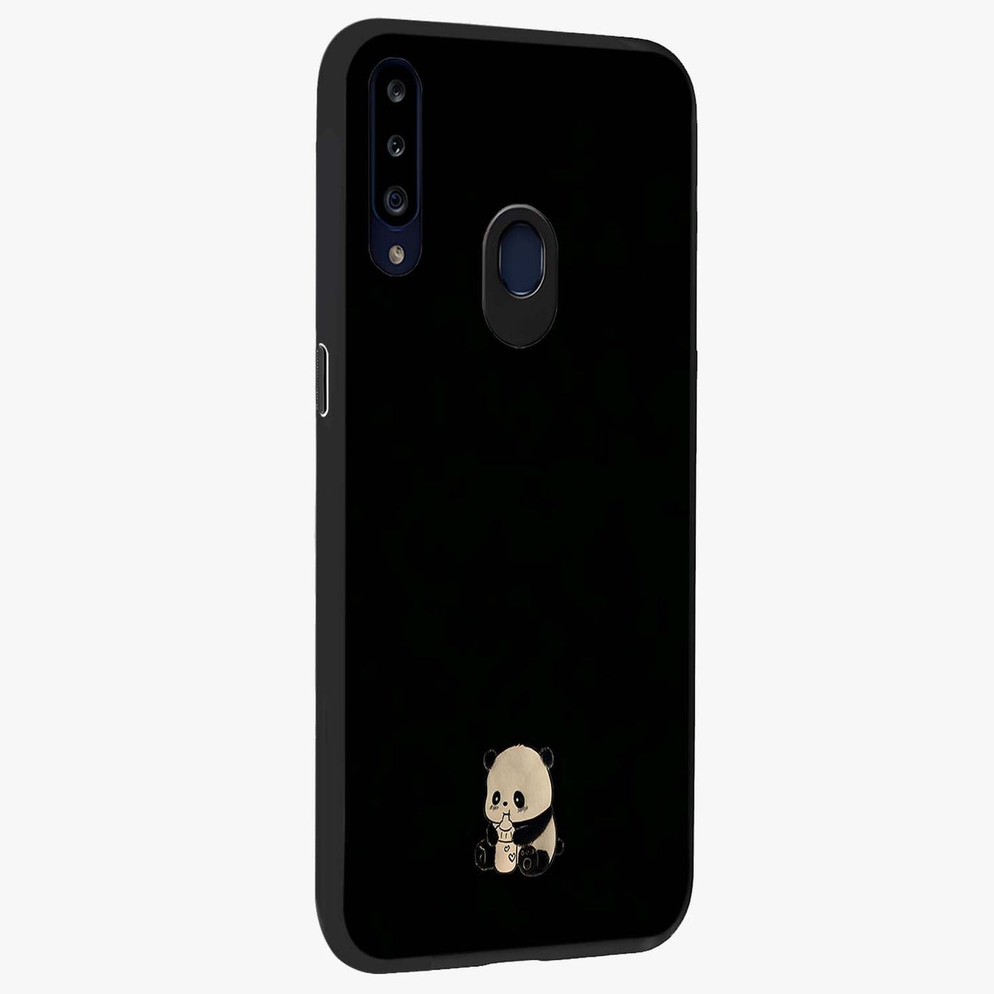 Midnight Panda Love Glass Case upright view showcasing charming panda artwork with playful romantic theme.